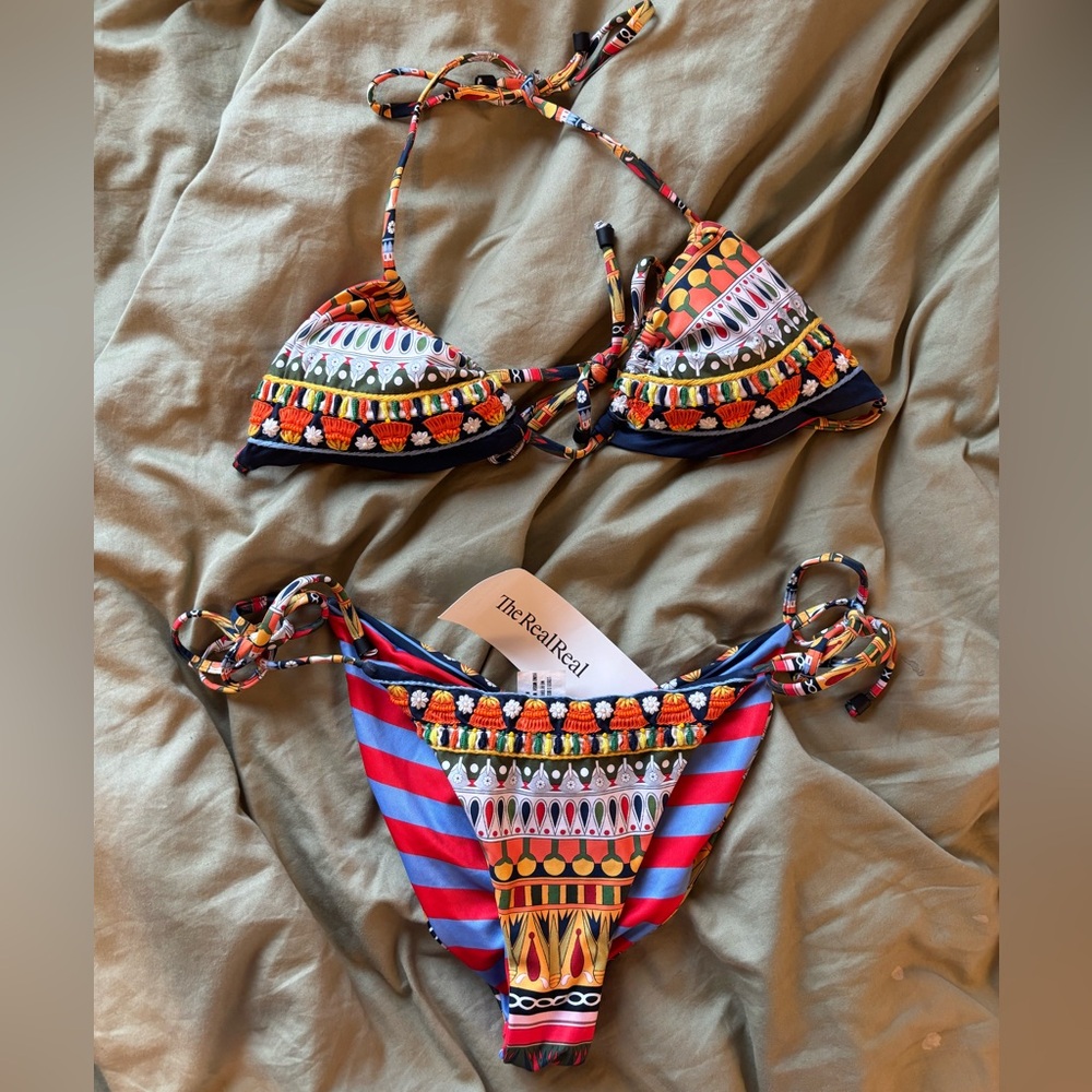 Agua Bendita Striped Bikini Top and Bottom